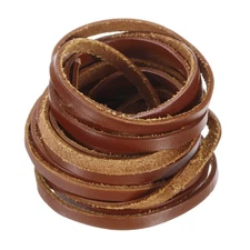 6mm Flat Faux Leather Cord, 5 Yards Braiding Leather Ropes, Dark Beige