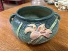 Roseville Pottery Green Zephyr Lilly Handled Round Vase 671-4"
