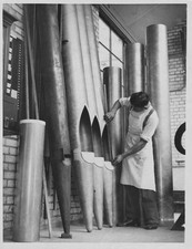 Man at work on the pipes of a new organ being made for the Royal C- Old Photo