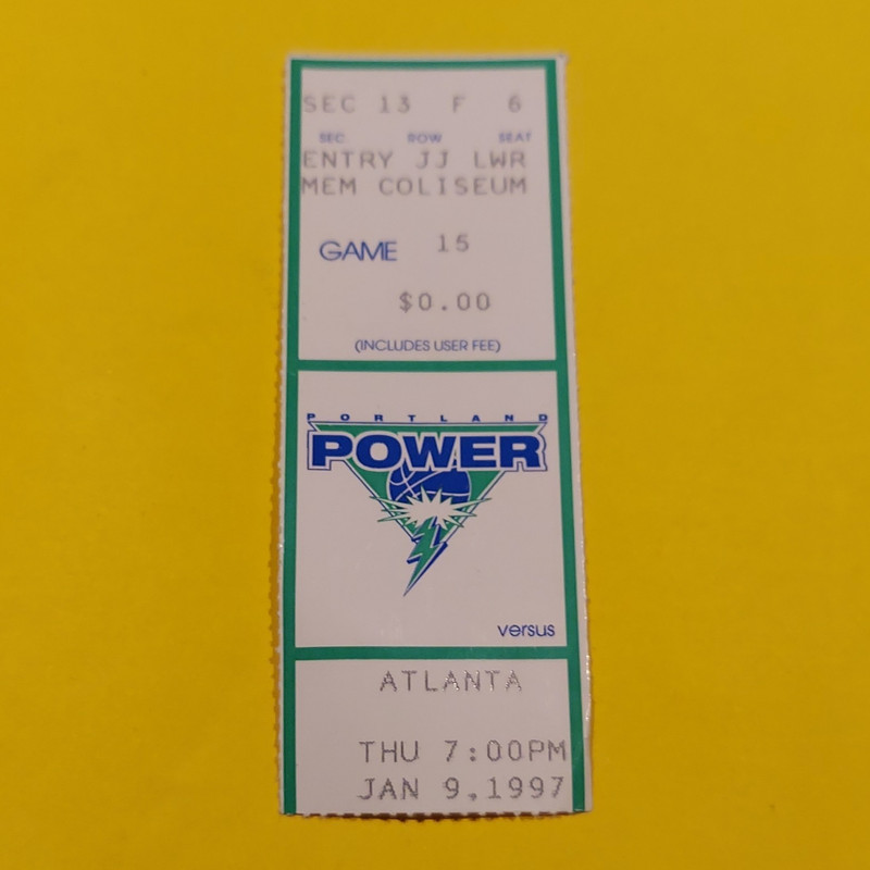 Portland Power vs Atlanta Basketball Ticket Stub Jan 9 1997 Coliseum vintage 