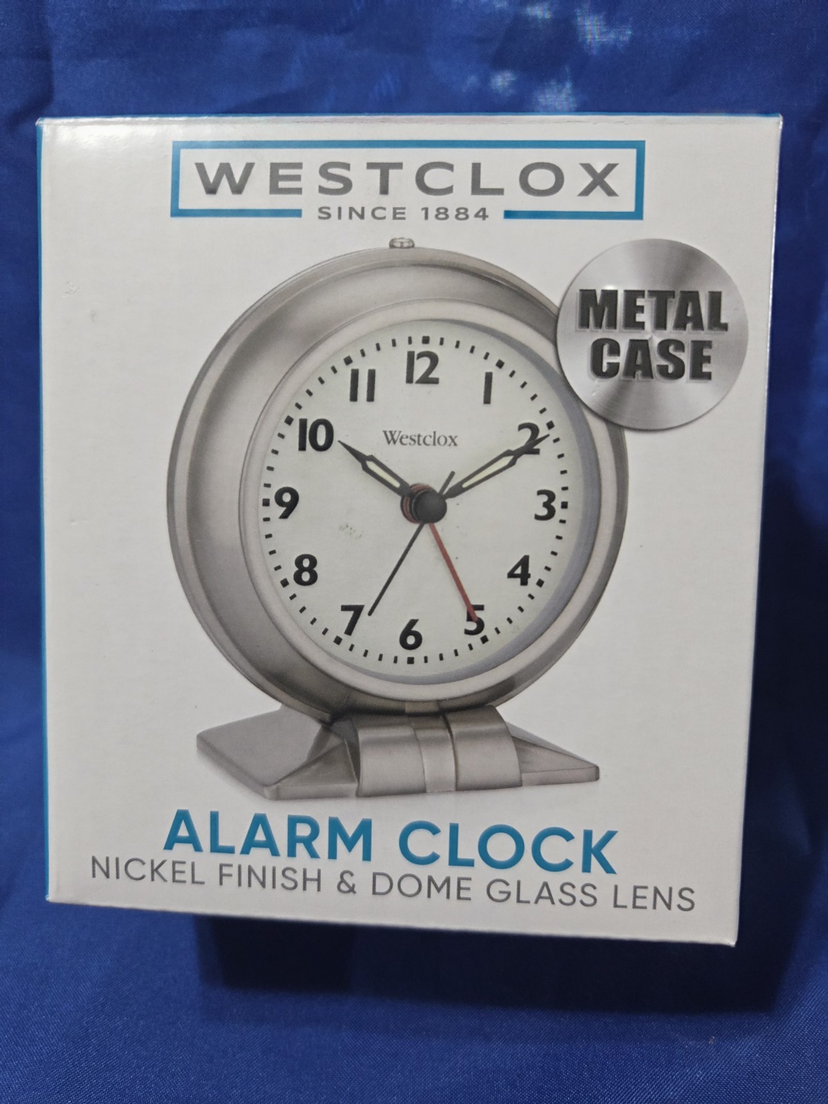 Westclox Alarm Clock Silver Metal Case With Dome Glass Lens and Nickel Finish
