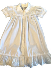 Long White Cotton Ruffled Eyelit Lace Girls Cornelloki Dress Size 2