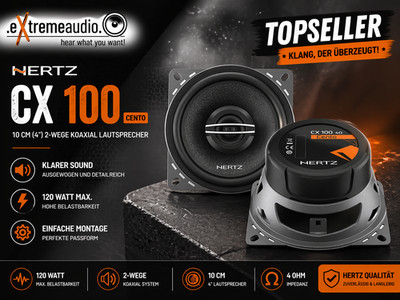Hertz CX100 Cento 10 cm (4'') 2-Wege Koaxial Lautsprecher 120 Watt - 1 Paar