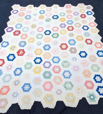 Vintage Beautiful Quilt Different Pieces Hand Woven size 81x68 inches