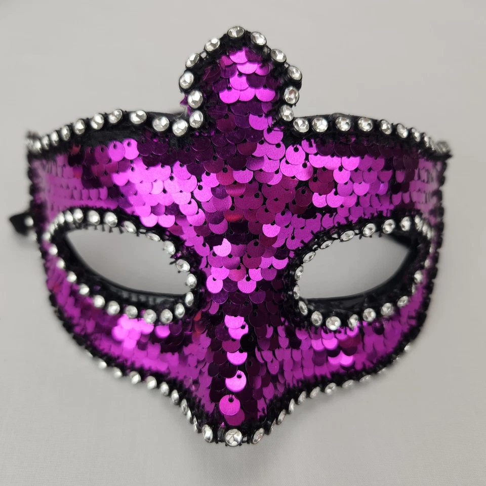 Лот из 3 Mardi Gras костюмы шляпа последовательность галстук-бабочка фиолетовый лицо маска театр - Изображение 4 из 4