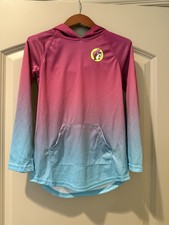 Buc-ees Youth Pullover Hoodie Size YXS Pink Blue Ombre Good Tides Vibes
