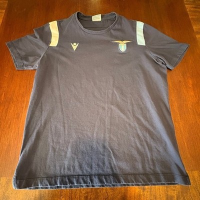 Macron Lazio Training Shirt Black Soccer Football Crest Tee