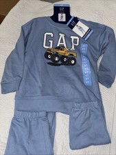NWT Gap Kids Boys Size 4T 2-Piece Set Blue Monster Truck Sweatshirt  Joggers