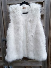 White Faux Fur Gilet Waistcoat Bodywarmer Park Lane One Size Fits 12-16 Ex Cond