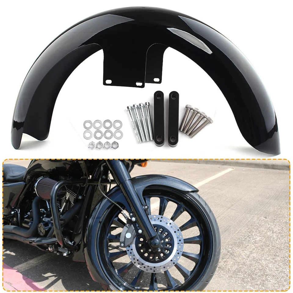 Guardabarros delantero negro vivo envolvente de rueda de 19" para Harley Touring CVO Road Street Glide Foto 3 de 4