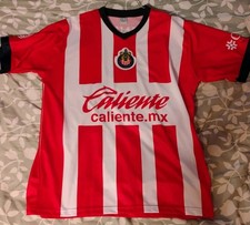 Chivas de Guadalajara Soccer Jersey Red White Striped Liga MX Fan Replica Size L