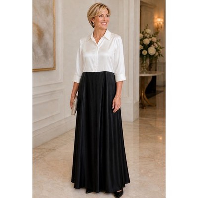 Rickie Freeman Teri Jon White Black Taffeta Dress Gown Formal Mother Of Bride 18