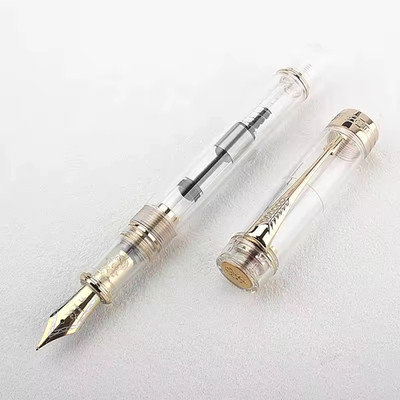 Jinhao 100 Fountain Pen, Acrylic Resin, Extra Fine Nib, Transparent Gold Trim