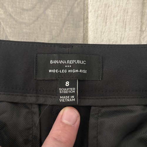 NWT Banana Republic Sculpted Stretch Wide Leg Trouser Pants Black Womens Sz 8 - Picture 5 of 9