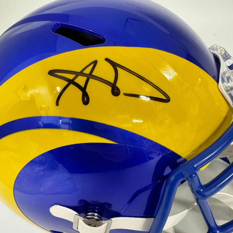 Casco de fútbol americano Beckett autografiado/firmado Aaron Donald Rams tamaño completo F/S certificado de autenticidad Foto 2 de 4