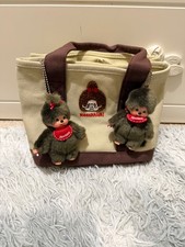 FREE tote with 2 MONCHHICHI Keychains Sekiguchi Collectible Plush Doll Toy Japan