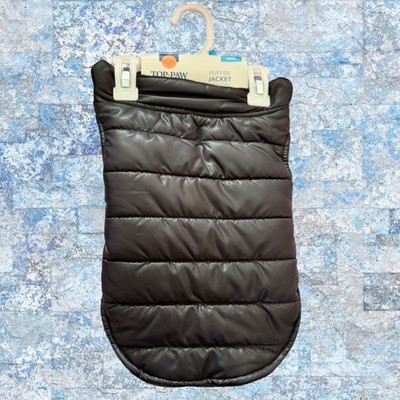 Black Top Paw Dog Puffer Coat Jacket Fleece Lined Size S Small *100% Donation*
