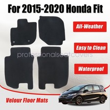 For 2015-2020 Honda Fit 1st 2nd Row Velour Floor Mats Carpet All Weather Black