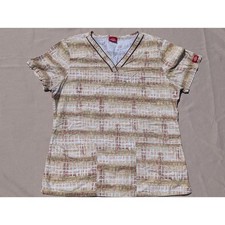Dickies Women's Short Sleeve Scrub Top Pockets Brown/Tan See Photos S