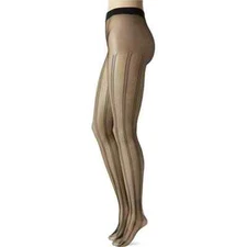 Hanes RIBBED DOT Sheer Mesh Womens BLACK Fashion Tights, Size TALL - (HFT043)