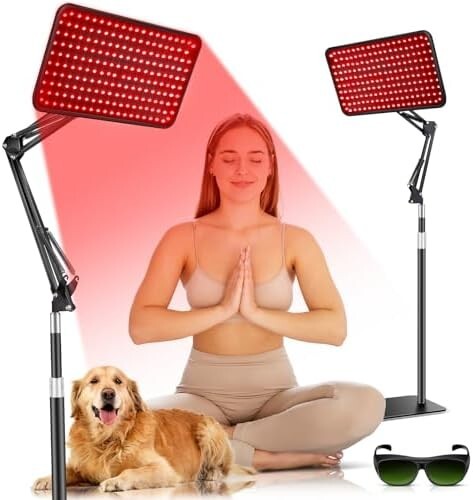 Red Light Infrared Therapy Lamp for Face Body, 3 in 1 Chip 660 850 940 nm Stand