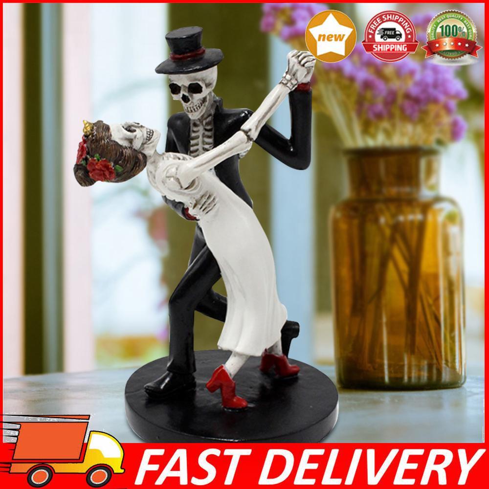 Halloween Skull Couple Dancing Sculpture Spooky Creative Festival Party
