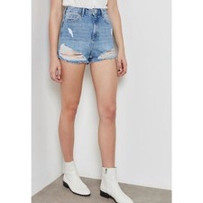 Topshop Ripped Denim Mom Shorts