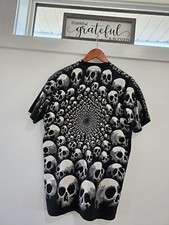 Vintage 1992 Liquid Blue Chris Pinkerton All Over Print Skull L Travis Scott USA