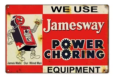 Reproduction Jamesway Power Choring Sign 12"x18"