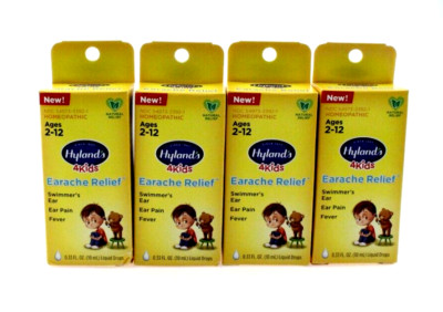 LOT of 4 / Hyland's 4Kids Earache Relief (Swimmers Ear) Liquid Drops 0.33 fl oz