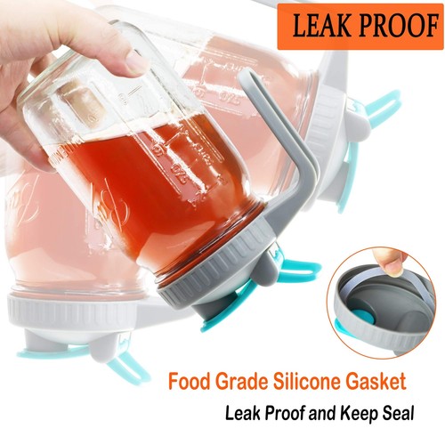 Mason Jar Pitcher 32 Oz Wide Mouth With Handle And Pour Spout Lids Leak Proof 1 - Picture 2 of 6