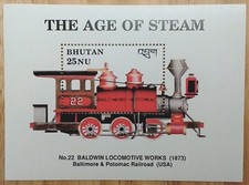 VINTAGE CLASSICS - Bhutan 1990 - Steam Trains - Souvenir Sheet Scott #814 - MNH