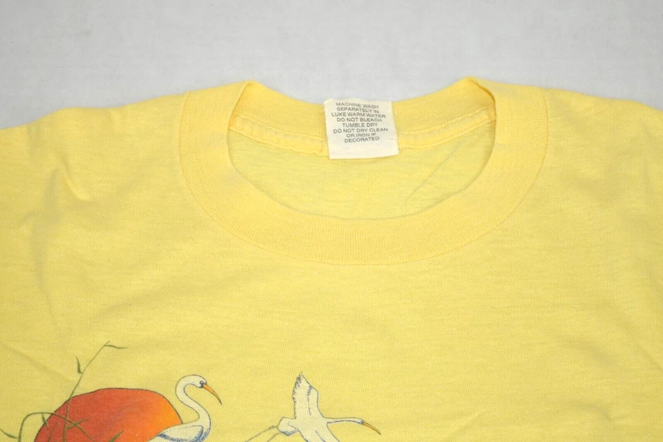 Vintage Animal Print T-Shirt Ebert Custom Size S/M 70s Egrets at Sunset Made USA - Image 3 of 4
