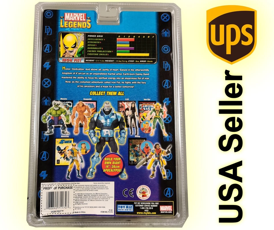 Запечатанный Marvel Legends Железный кулак Красный Вариант Апокалипсис Серия BAF 2005 Toy Biz - Изображение 2 из 4