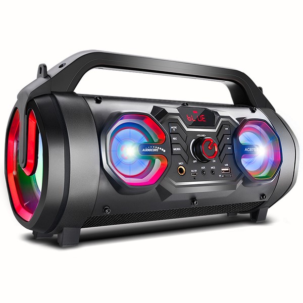 Altavoz Bluetooth portátil Bazooka USB AUX TF FM Radio Mic LED 30W