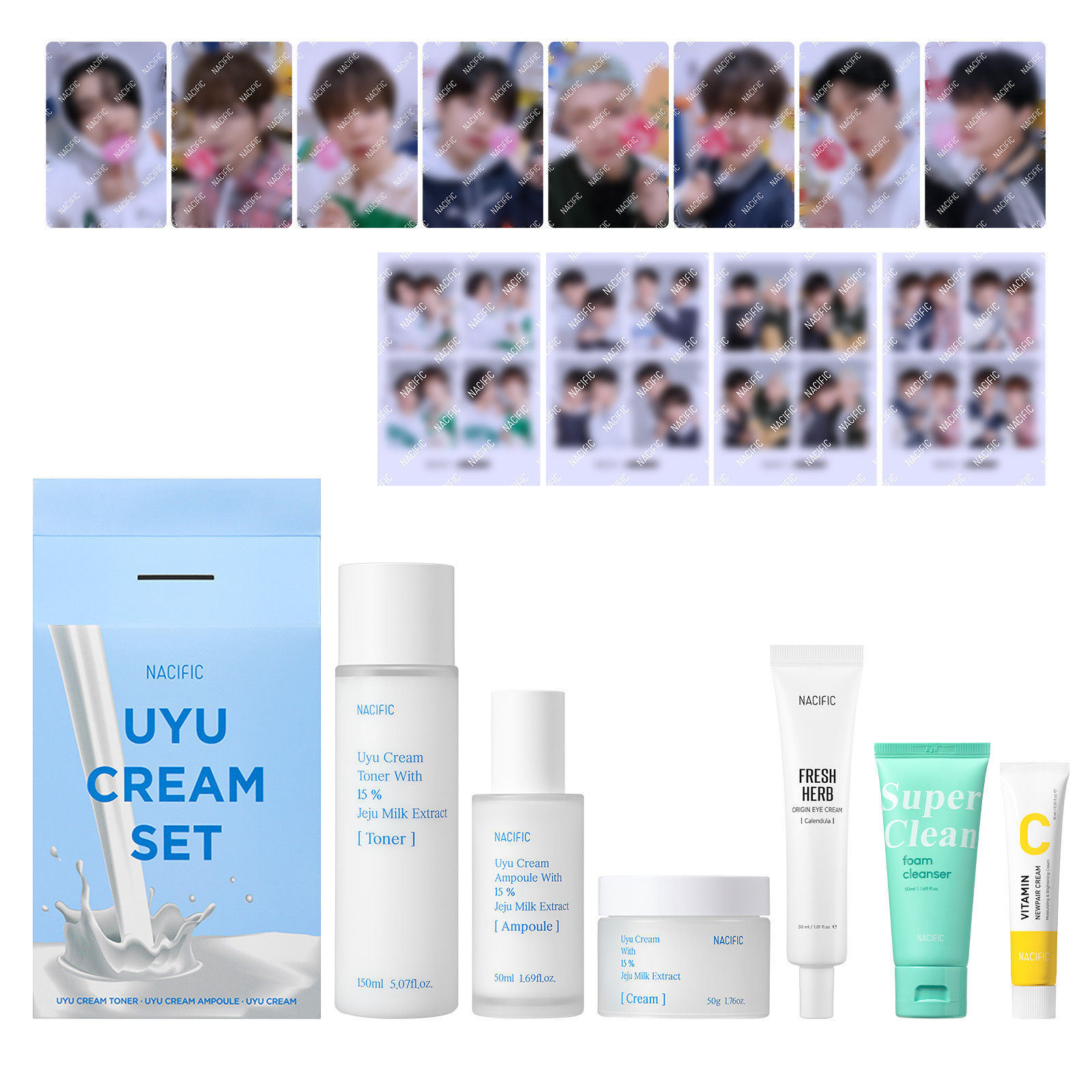 Набор для ухода за кожей NACIFIC ATEEZ Uyu Cream из 6 предметов с 8 фотокарточками 4 куб 17590₽