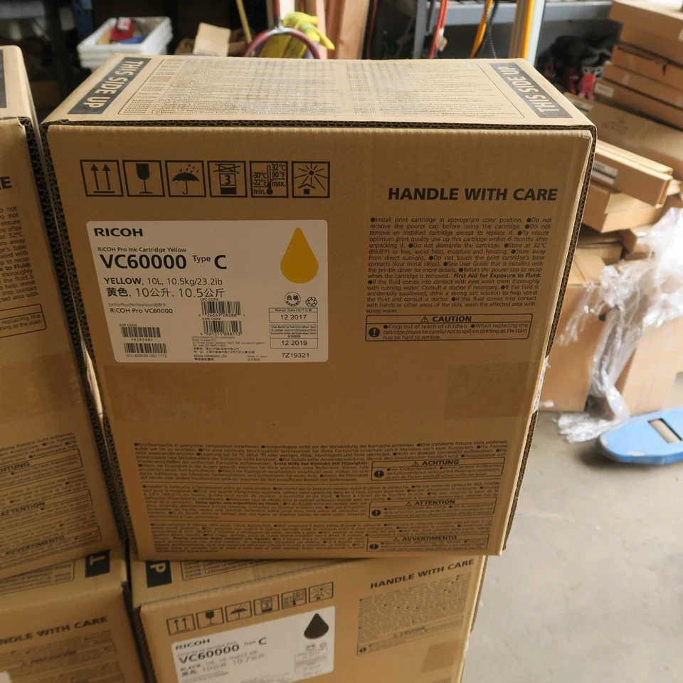 Yellow Pro Ink Cartridge 10L RICOH VC60000 Type C Fresh Stock December 2019   - Image 3 of 4