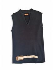 Men Vest Black Medium Sleeveless Knitted Top