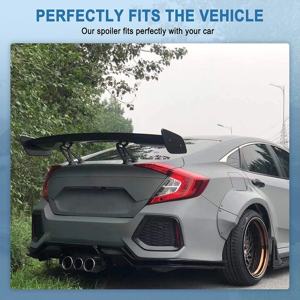 For Honda Civic Del Sol Matte 46" Rear Trunk Spoiler Wing Racing GT Style Wing - Image 4 of 4