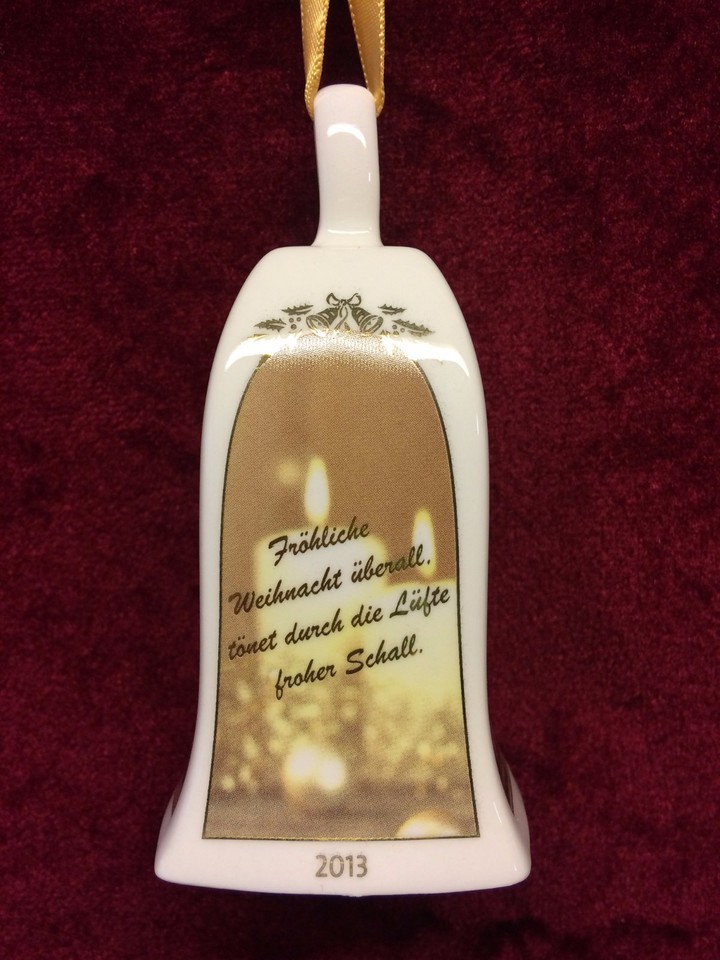 Jahresglocke 2025 Weihnachten - Porzellan Glocke Mit Echtgold & Gedicht