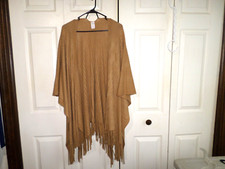 UNBRANDED - NWOT - Draped Shawl/Wrap w/Fringe - OS - Camel