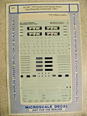 Microscale Decal HO 87-732 TTX Thrall 4 Unit Double Stack Cars Draw Bar Connecte