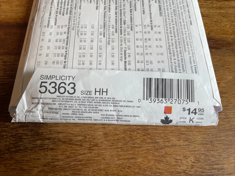 Simplicity Costumes for Adults 5363 Sewing Pattern Fairy Pirate Sz 6 8 10 12 - Image 3 of 3