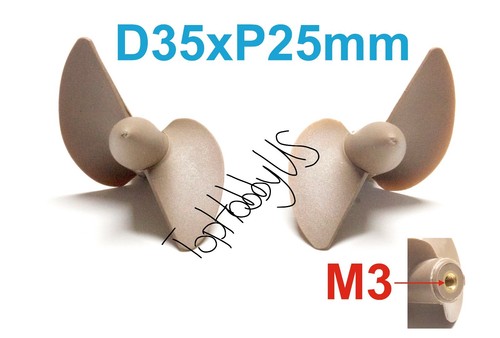 Hélices Pour Bateau RC - 2 Hélices D35mm X P25, Filetage M4, Sens Gauche Et Droite (vendeur US)