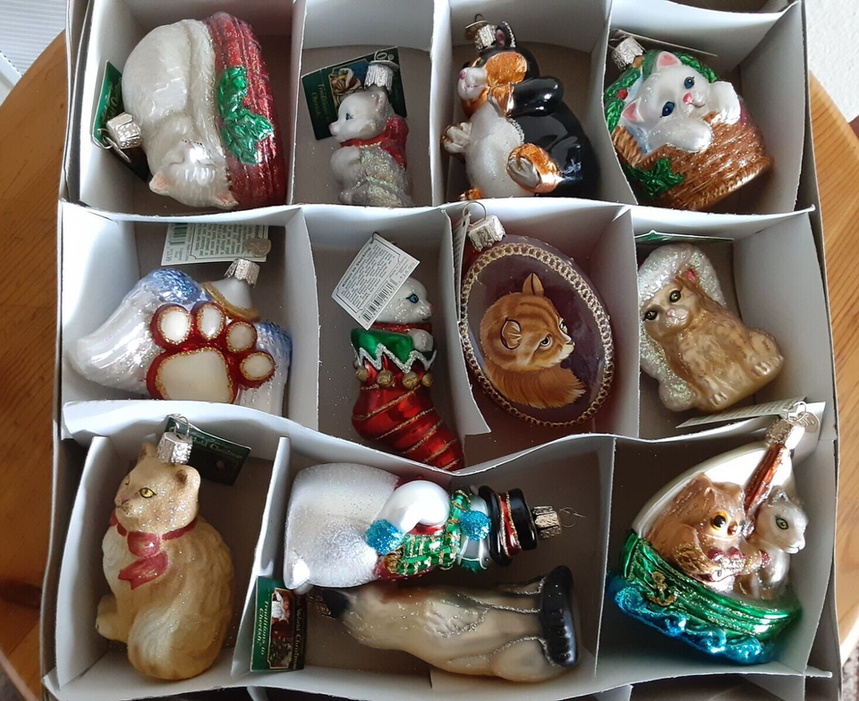 Old World Christmas Blown Mercury Glass Ornaments With Tags Lot of 12