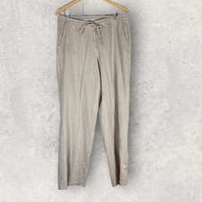 TALBOTS Pants Womens 14 Linen Trousers Zip Front Tapered Lagenlook Cropped -Flaw