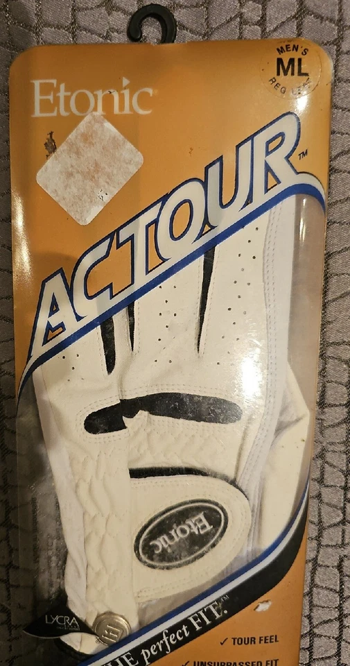 GUANTE DE GOLF ETONIC ACTOUR PARA HOMBRE IZQUIERDO MEDIANO/LG BLANCO CABRETTA CUERO MARCADOR DE PELOTA-NUEVO Foto 2 de 4