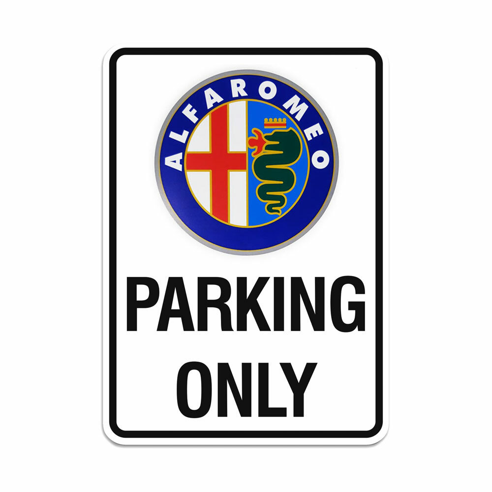 Alfa Romeo Cartello Parking Only, Logo Anni 80, 28 x 40 cm