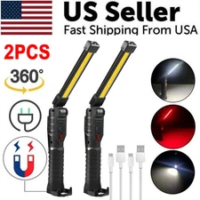  Rechargeable LED COB Work Light Mechanic Flashlight Lamp Magnetic Base Bright