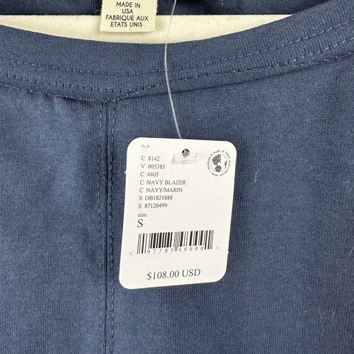 Free People Beach NWT Long Sleeve 100% Cotton Navy Blue Pullover Shirt Sz Small - Picture 3 of 10